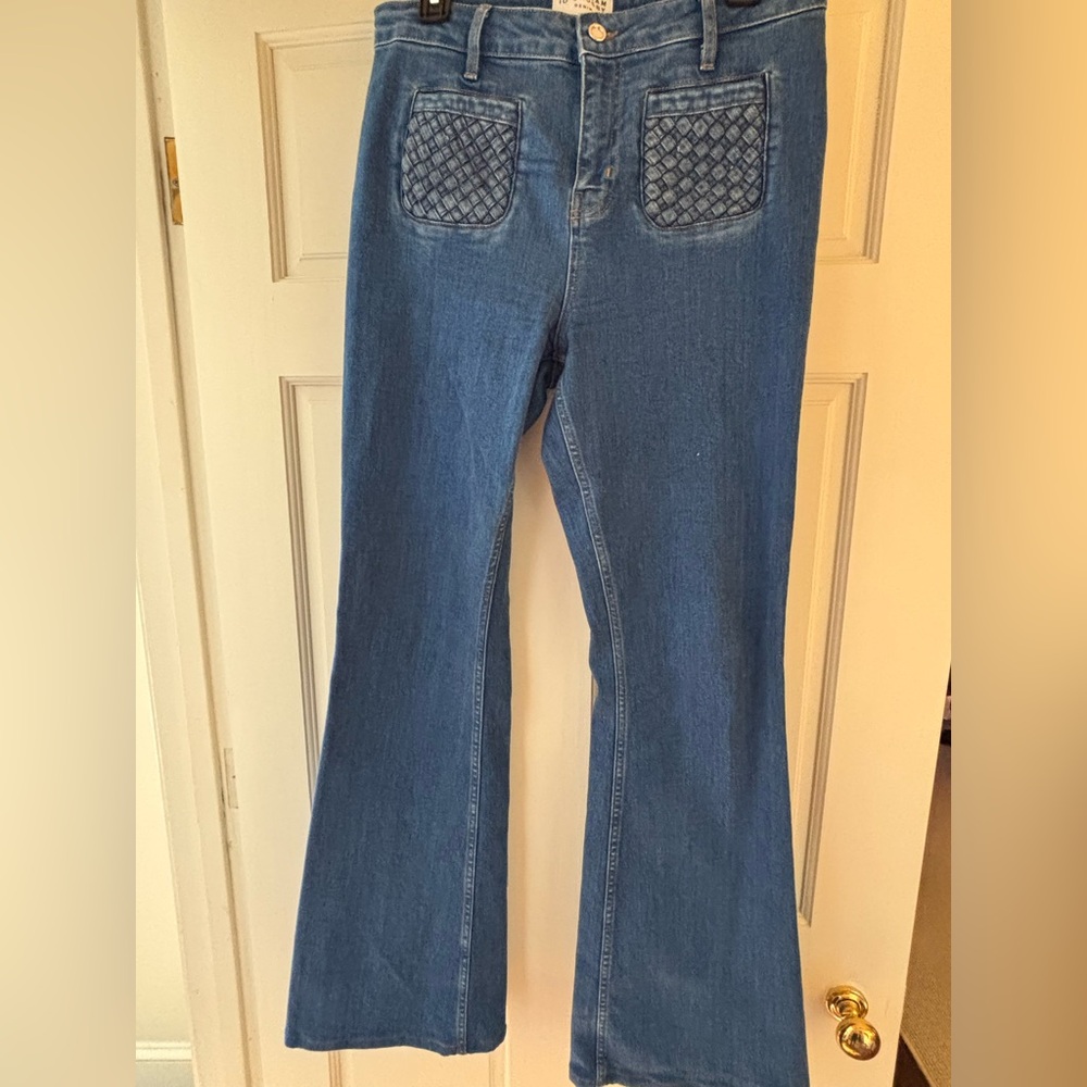 Derek Lam 10 Crosby Denim  Woven Pocket Mid-Rise Jeans